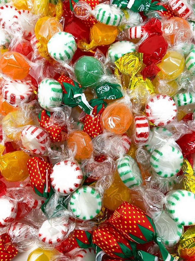 American Old Fashioned Hard Candy - 6 lbs - Peppermint and Spearmint Starlights, Cinnamon Disks, Butterscotch, Strawberry Jelly Filled Candy and Fruity Hard Candy - Bulk Holiday Classics Assortment- Individually Wrapped, 96 oz.