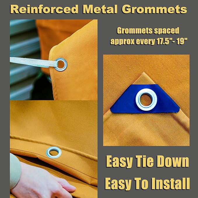 Heavy Duty Canvas Tarp 4x8 Feet 16oz Water-Resistant Canvas with Grommets，Tear Resistant, Durable, Multipurpose Protective Tan Tarp Cover for Camping, Tent, Car