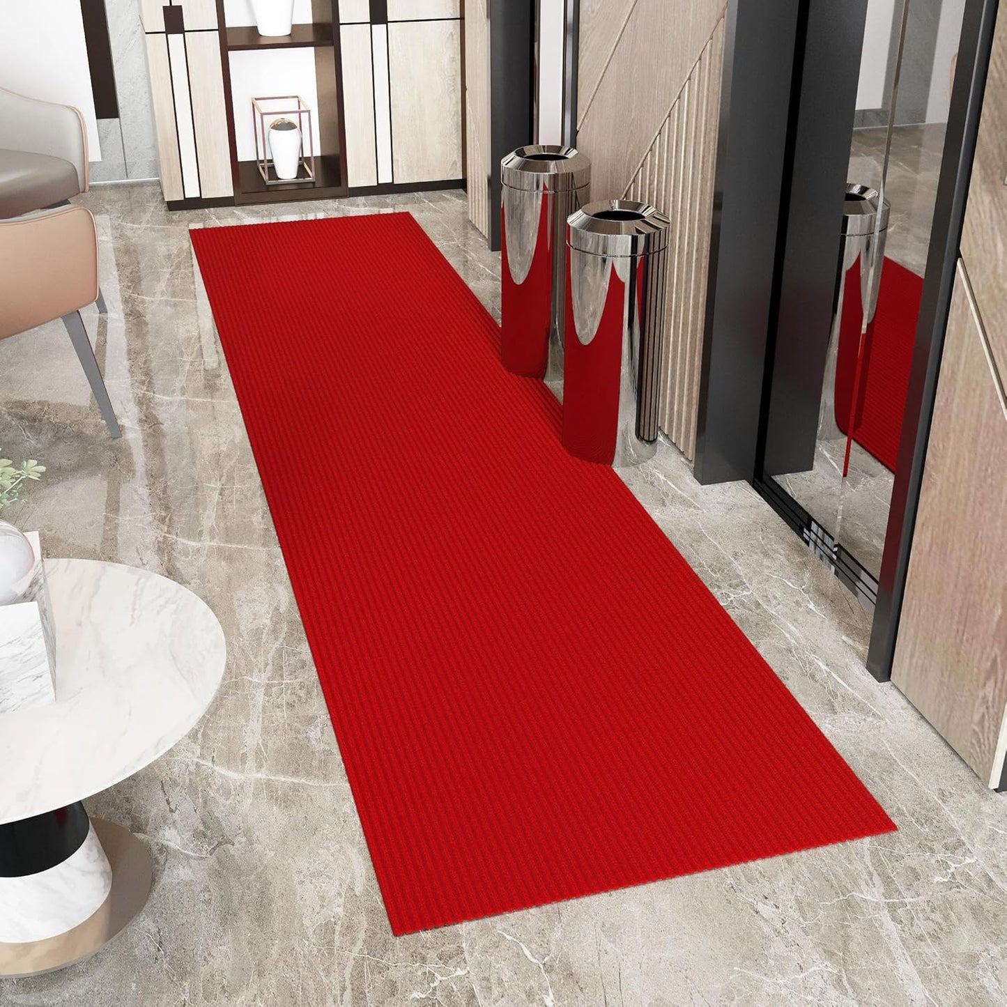 Ottomanson 2' x 15' Hallway Runner with Scraper Pile - Extra Durable Non-Slip Rug Mat for Indoor & Outdoor Use - Ideal for Kitchen, Entryway, Patio & Garage - High-Traffic Carpet, Red