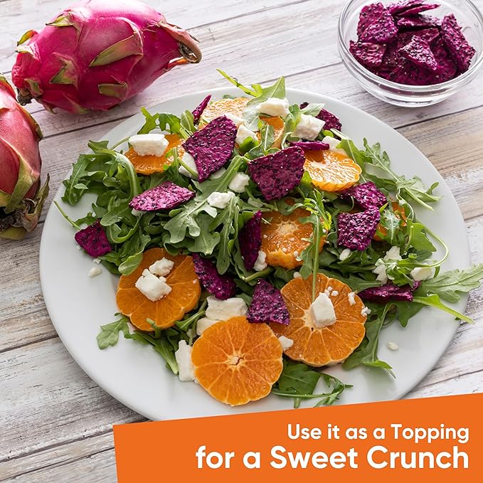 Yammy Dried Dragon Fruit Chips for Drinks Refreshers, Healthy 1 Ingredient Superfood Snack, Crunchy Like Freeze Dried Dragonfruit Chunks, Dehydrated Pitaya Pieces, Gluten Free Vegan (1.2oz Pack of 12)