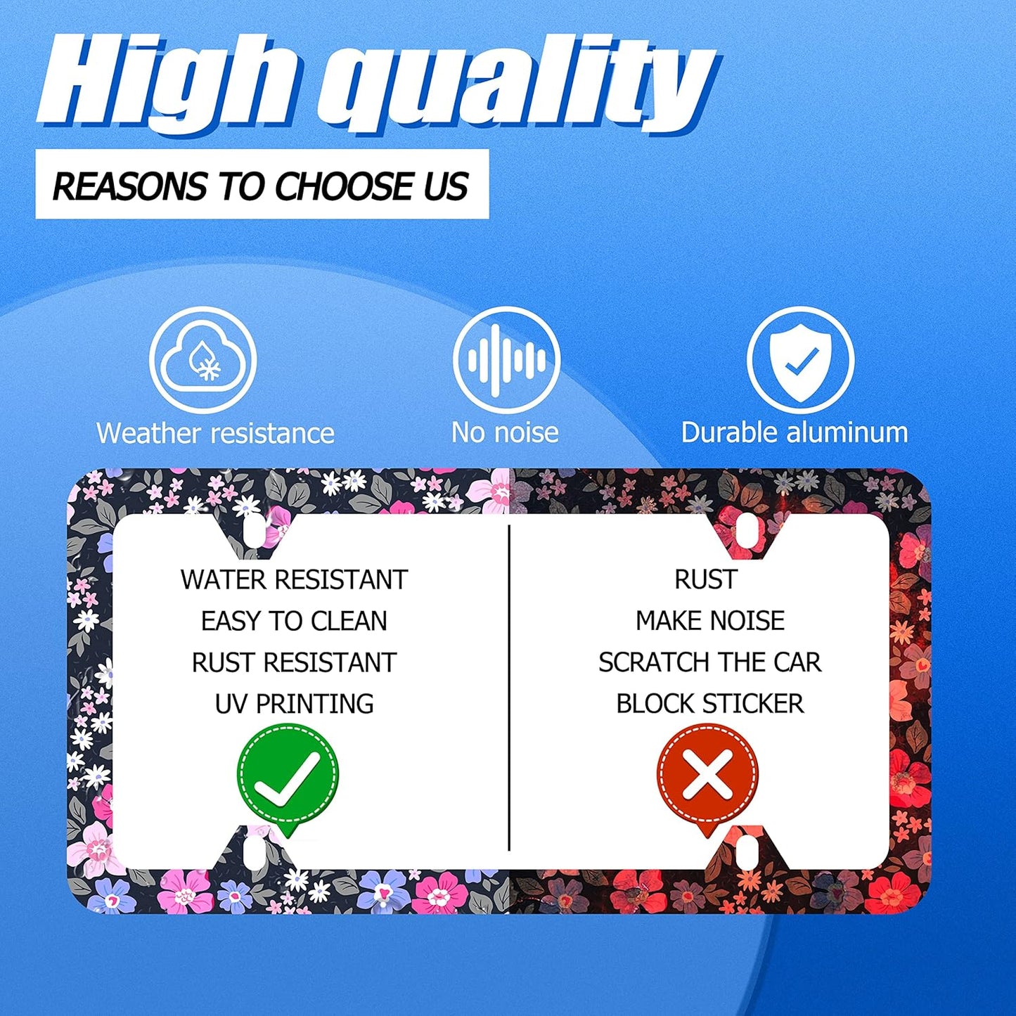 Watercolor Purple and Pink Hibiscus Flowers License Plate Frame License Plate Stainless Steel Parts Colorful License Plate Decorative with Screws Size 12.3" x 6.3" Men Women