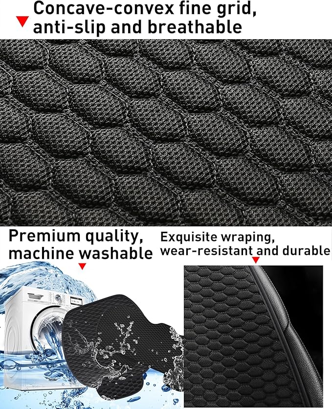 Universal Car Seat Covers for Front Seats, Super Breathable & Anti-Slip Automotive Seat Cushion Pad with Storage Bags, Fits Most Sedans, SUVs, Pickup Trucks(Front Black)