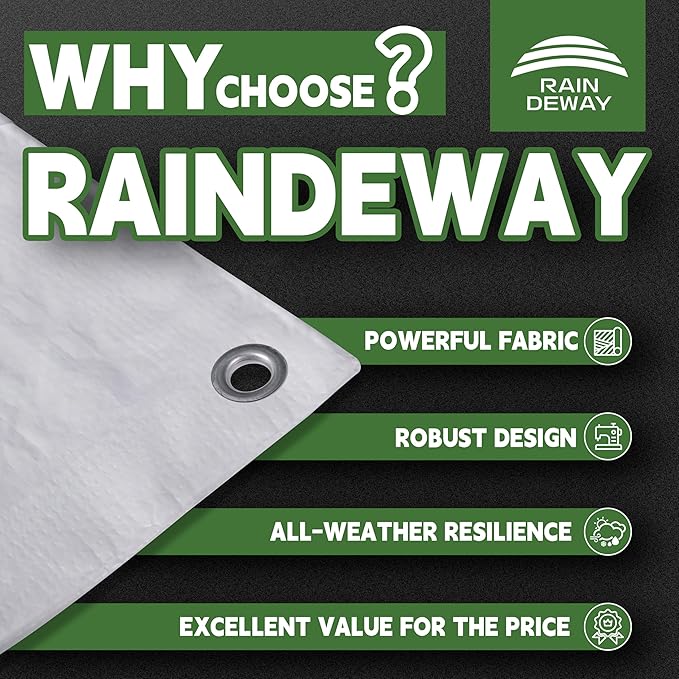 RAINDEWAY Small Tarps 3x6 Feet (2 Pack) Tarp Waterproof,7Mil Thick,Finished Size,UV Resistant,Multipurpose Poly Tarp Cover with Metal Grommets and Reinforced Edges,White Tarps