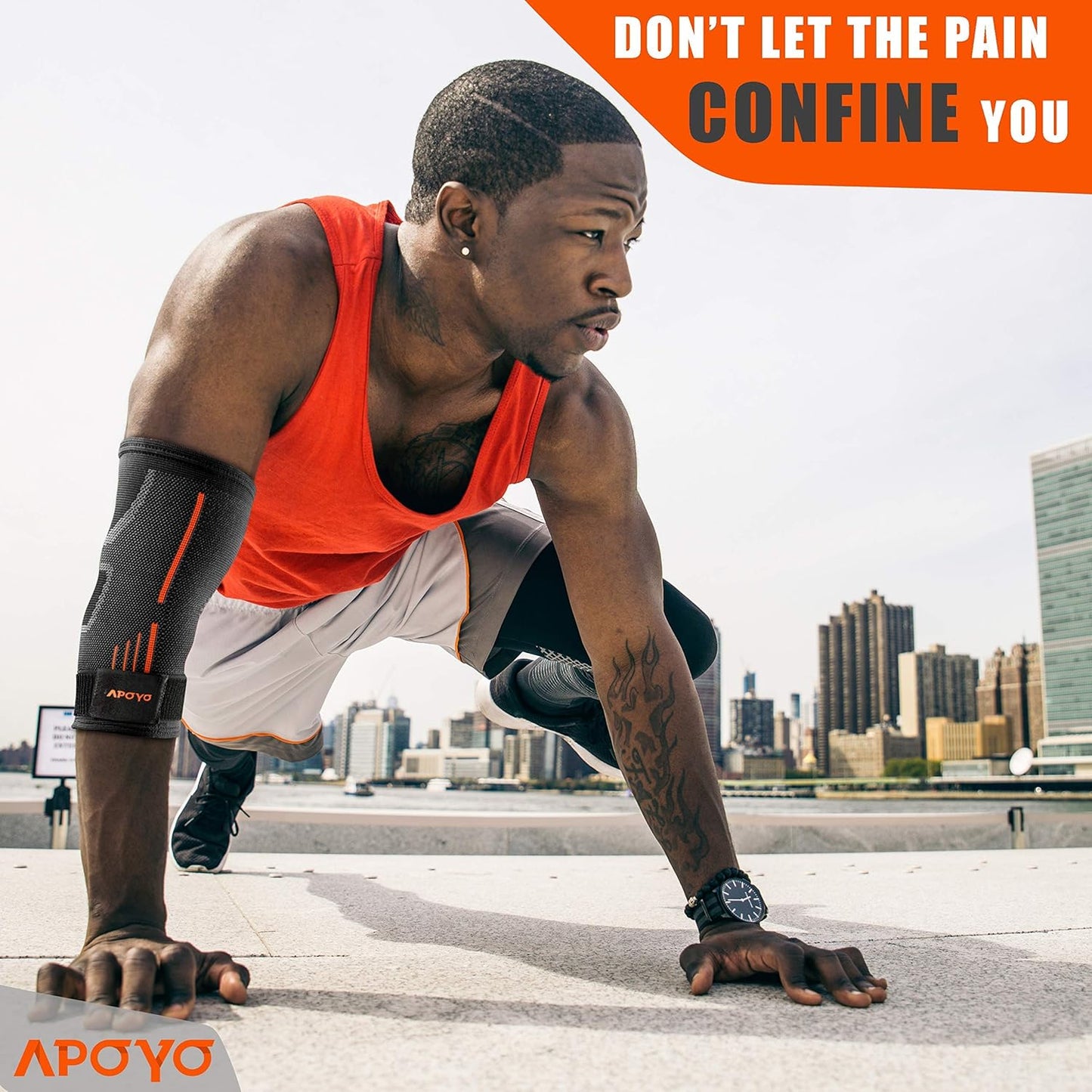 APOYO Elbow Brace for Tendonitis and Tennis Elbow, Compression Sleeve for Arthritis, Workouts, Reduce Joint Pain During Fitness Activity (XX-Large)