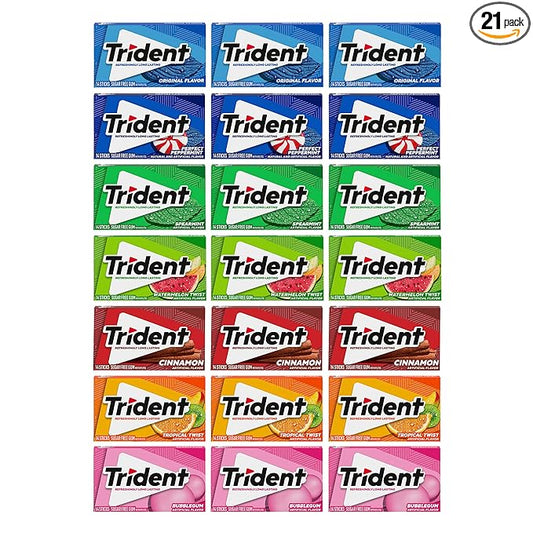 Trident Sugar-Free Chewing Gum Variety Pack Candy, Assorted Flavors, 21 Packs of 14 Pieces (294 Total Pieces)