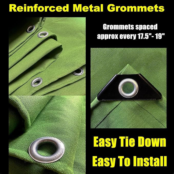 Heavy Duty Canvas Tarp 6x6 Feet 16oz Water-Resistant Canvas Cover with Grommets，Tear Resistant, Durable, Multipurpose Protective Green Tarp Cover for Camping, Tent, Car