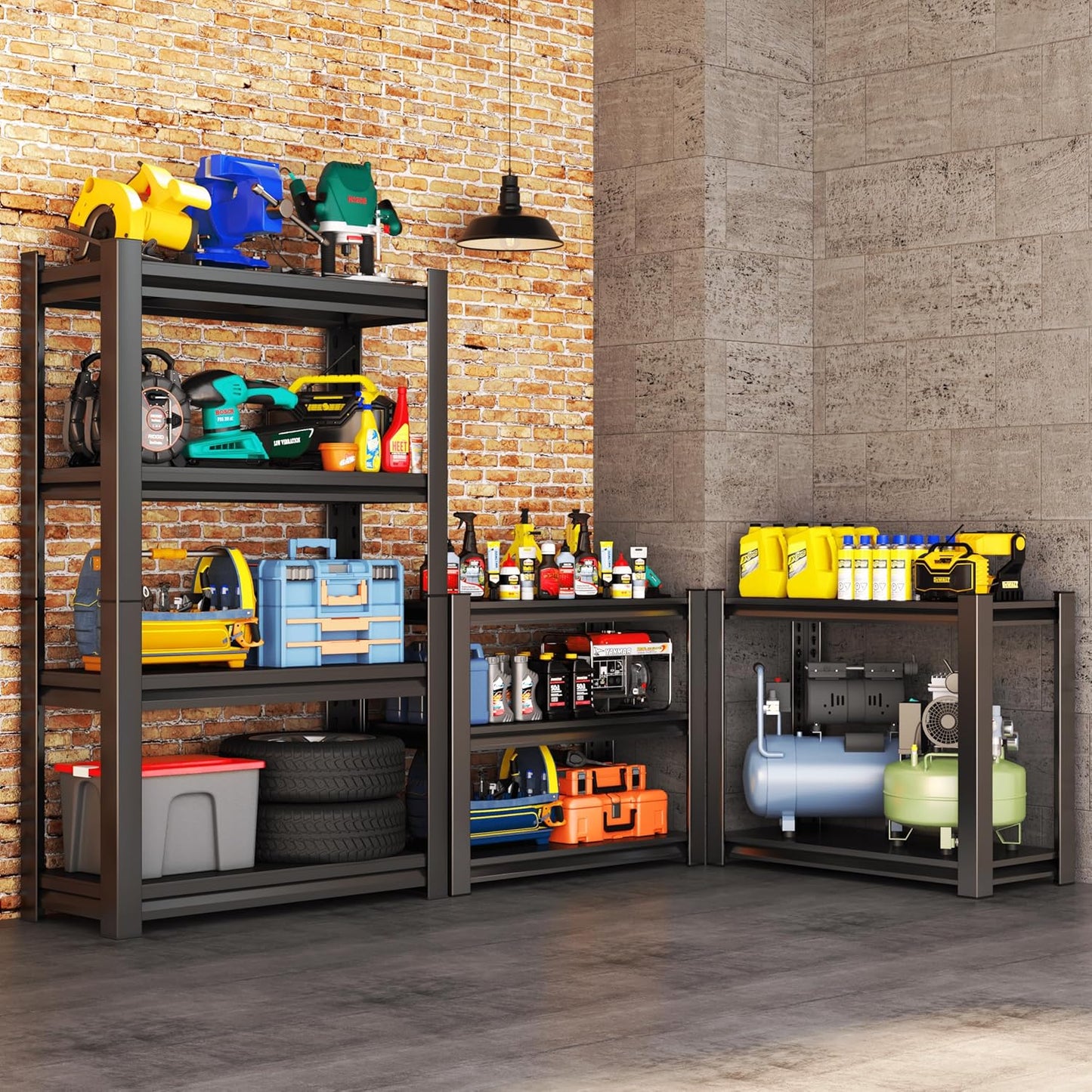 Metal Garage Shelving Unit, Heavy Duty Adjustable Storage Rack, Steel Shelving,2000 lbs Capacity, Industrial Shelves for Heavy Tools and Equipment (4-Tier 44" H x 32" W x 14" D)