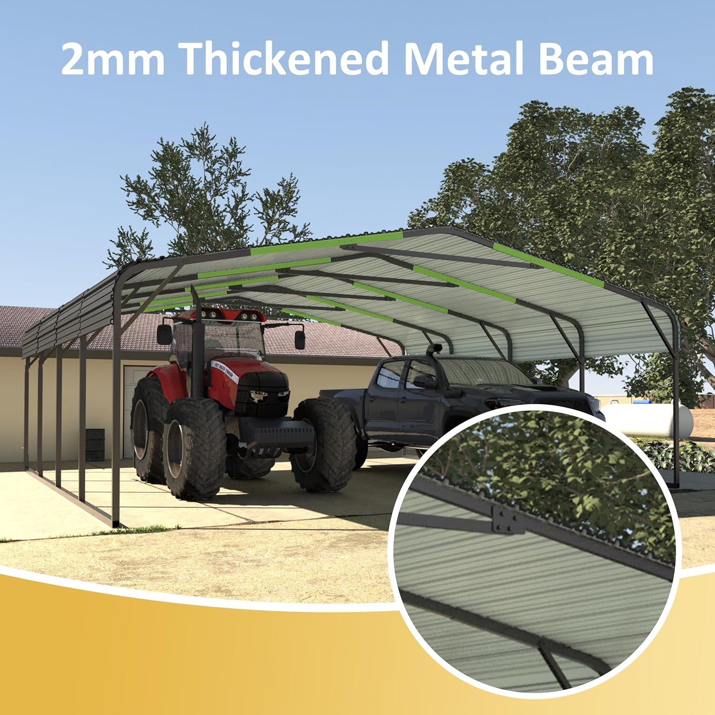 20x20 FT Heavy-Duty Carport with Metal Roof, Metal Car Port Canopy, Garage Car Shelter Shade for Outdoor, Car, Truck, Gray