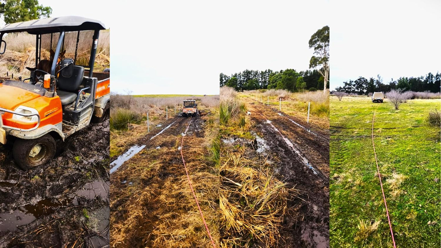 DOWN UNDER OUTDOORS Game/Log/4x4 Recovery Kit, Deer Drag, 650 ft of 9/32” (11,460 lbs) Winch Rope on Metal Reel, 2 Tree Savers, 2 Soft Shackles, 2 Snatch Rings, 2 Figure 8 Rings, Gear Bag