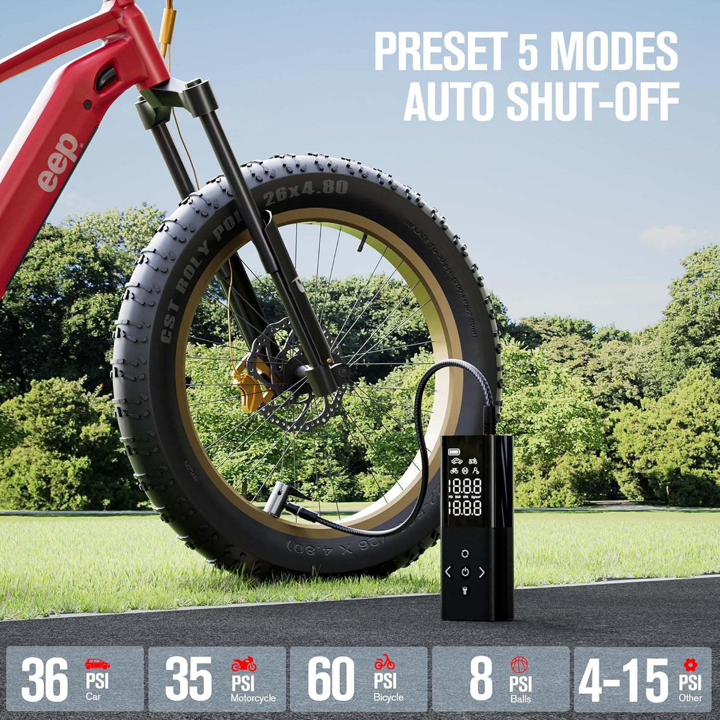 GOOLOO AP150 Tire Inflator Portable Air Compressor, 2X Faster 150PSI Cordless Air Pump for Car Tires with Auto-Shutoff, Portable Tire Pump with Digital Pressure Gauge for Car, Motorcycle,Bike, Ball