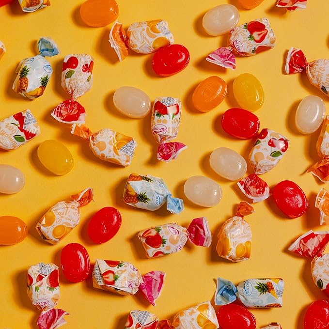 Assorted Fruit Hard Candy Individually Wrapped by Cambie, 12 lbs of Fruit Candy with a Deliciously Sweet Hard Exterior with a Soft, Decadent Filled Center