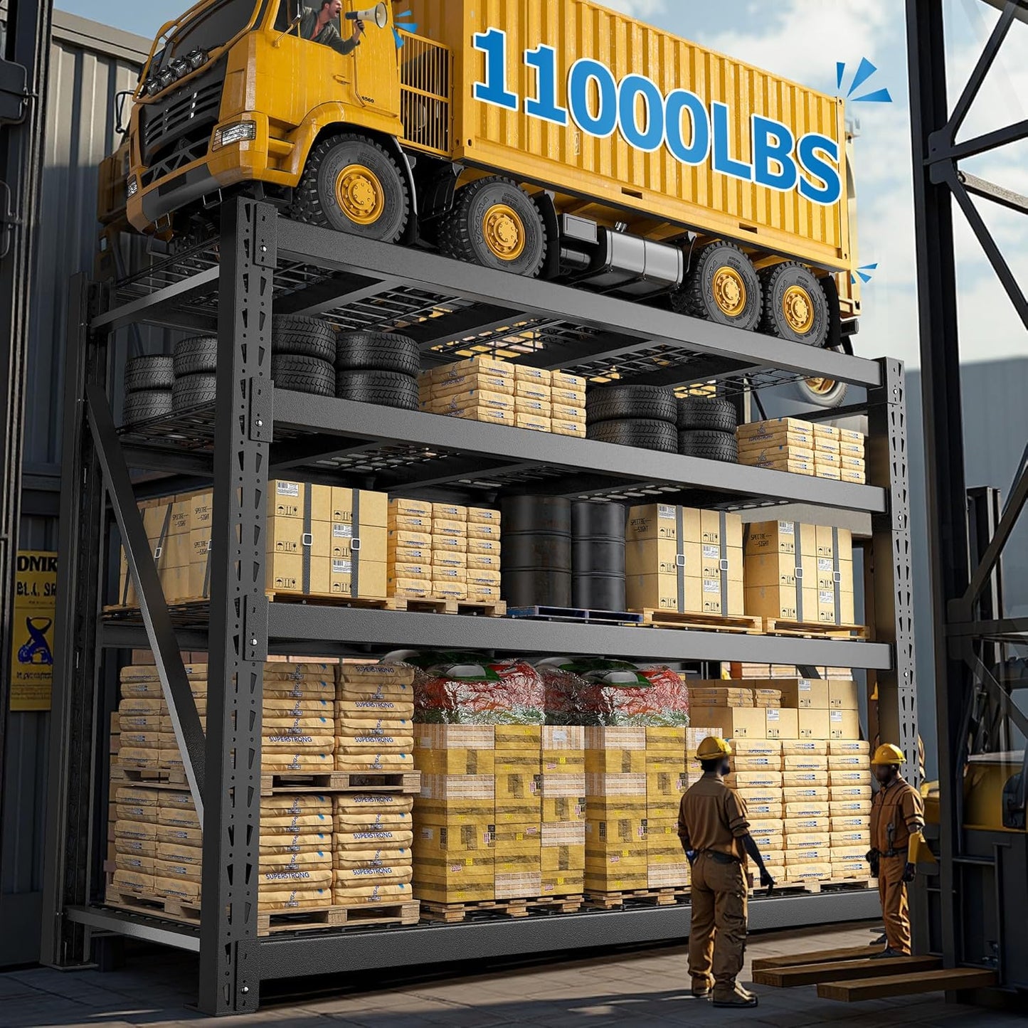 Bepatio 11000LBS Garage Shelving Heavy Duty, 72" H Storage Shelves Adjustable 4-Tier Metal Shelves, Industrial Shelving for Garage,Shop, Warehouse, Basement, Commercial, 72" H× 60" W × 24" D, Black