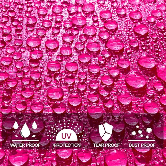 STARPYNG-12 Mil Pink/Silver 6x8 Feet Tarp-Heavy Duty Poly Tarp-Cover,Waterproof, UV Resistant, Weather Resistant, Cover Cars, Boats, Courtyards,Camping