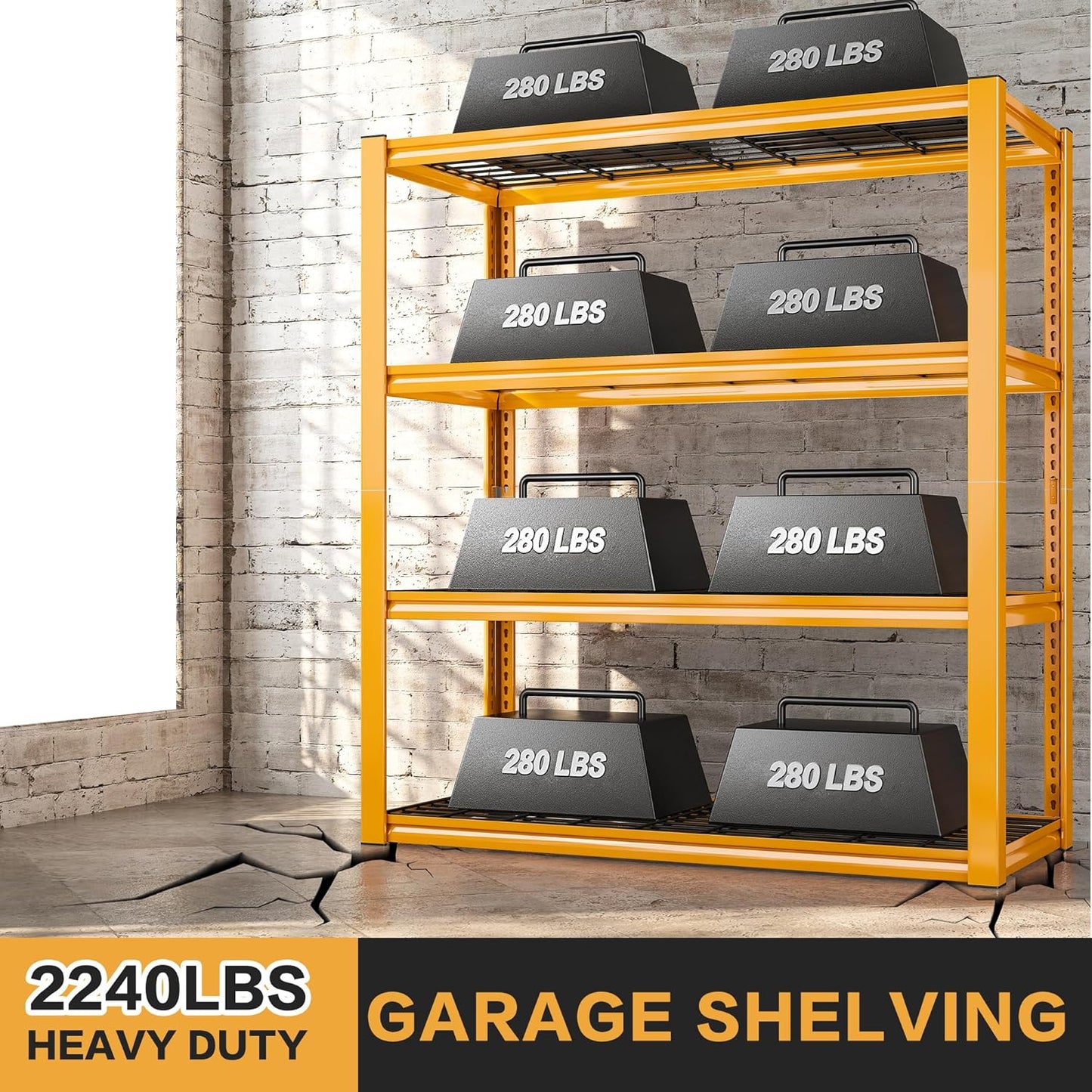 REIBII 40" W Garage Shelving 2240 LBS Storage Shelves Adjustable Heavy Duty Shelving 4 Tier Metal Shelves for Storage 59.5"H Metal Shelf for Pantry Basement Warehouse 40"W × 19.5"D × 59.5"H, 4 Pack