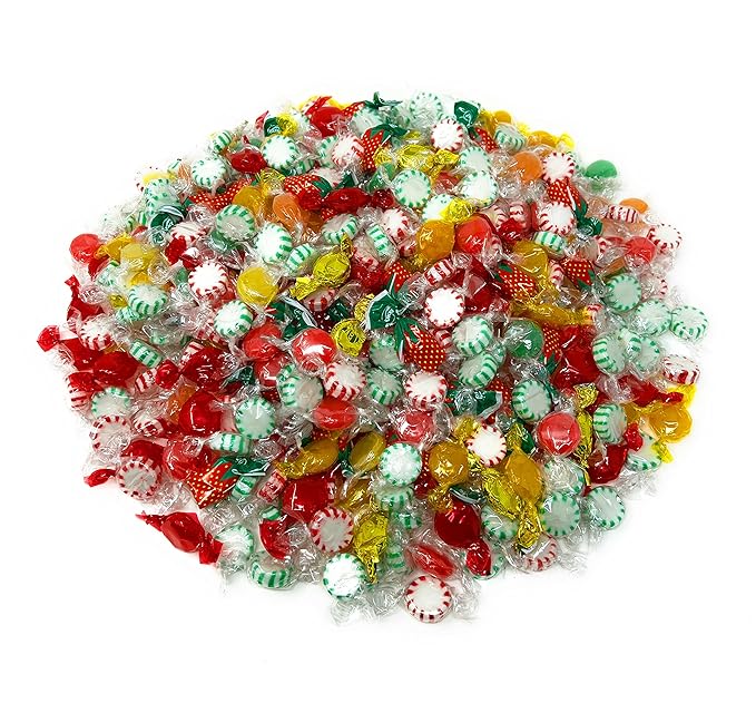 American Old Fashioned Hard Candy - 6 lbs - Peppermint and Spearmint Starlights, Cinnamon Disks, Butterscotch, Strawberry Jelly Filled Candy and Fruity Hard Candy - Bulk Holiday Classics Assortment- Individually Wrapped, 96 oz.