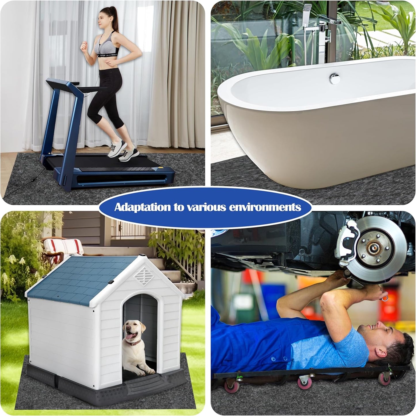 Ogrmar 10 x 10 FT Outdoor Storage Shed Mat, Waterproof Storage Shed Flooring Mat, Soft Patio Furniture Carport Mat Washable with Non-Slip Backing, Storage Shed Not Included (10x10FT)