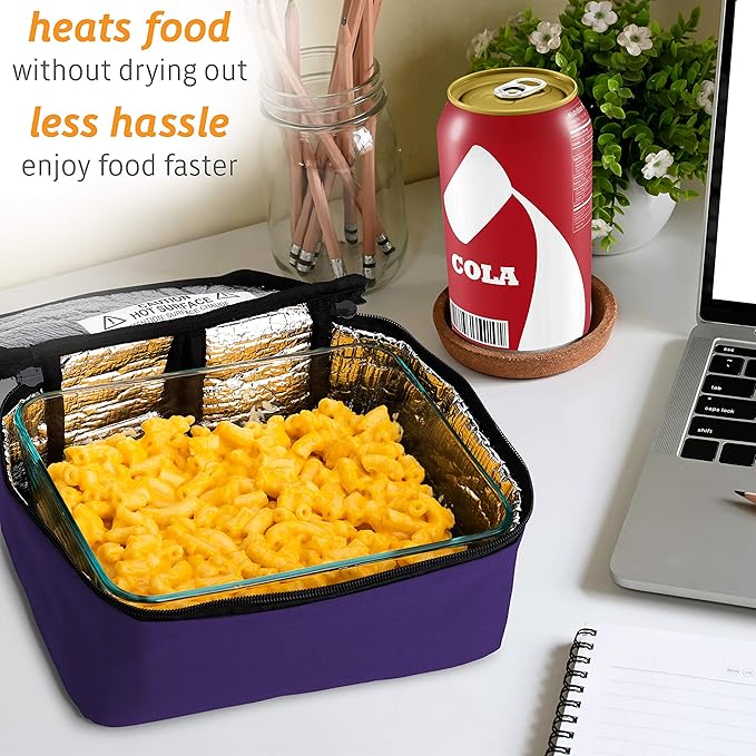 HOTLOGIC Mini Heated Lunch Box - Portable Electric Food Warmer for Men and Women - Great for Work, Office, and Construction - Cook, Reheat, and Eat on the Go - 120V - Purple