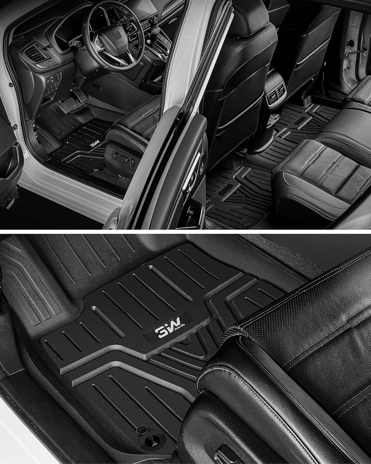 3W Floor Mats & Cargo Liner Fit for Honda HR-V 2023 2024 2025 & Acura ADX 2025, Honda HRV Accessories TPE Custom Fit Floor Liner and Cargo Liner Mat (Include Hybrid) (Not fit Premium Audio System)