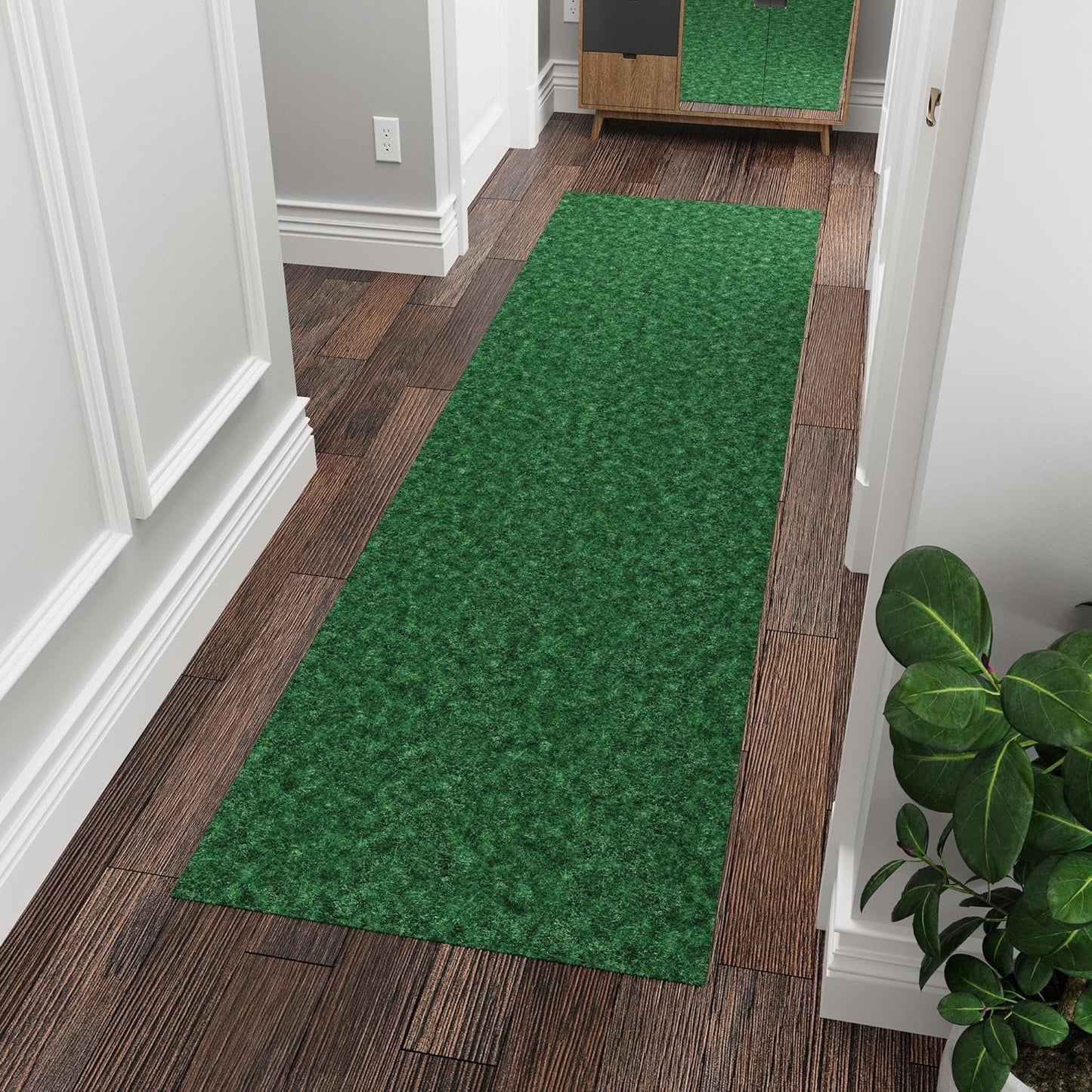 Ottomanson 2'7" x 5' Mud Mat Area Rug Scraper Carpet - Non-Slip, Dirt Trapping for Indoor & Outdoor Use - Ideal for Entryway, Garage, Kitchen, Patio & High-Traffic Areas, Green