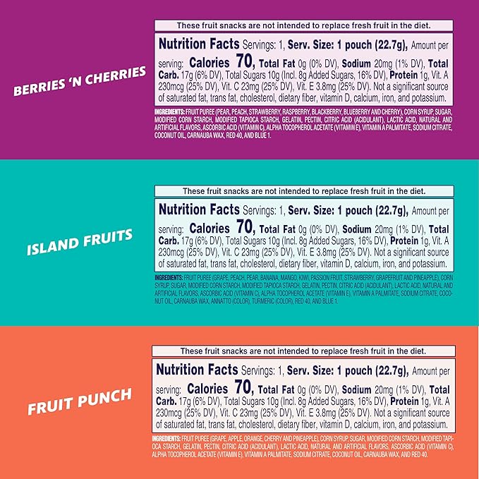 Welch's Fruit Snacks, Fruit Punch & Island Fruits & Berries 'N Cherries Snack Box, Gluten Free, 0.8oz Snack Packs (Pack of 60)