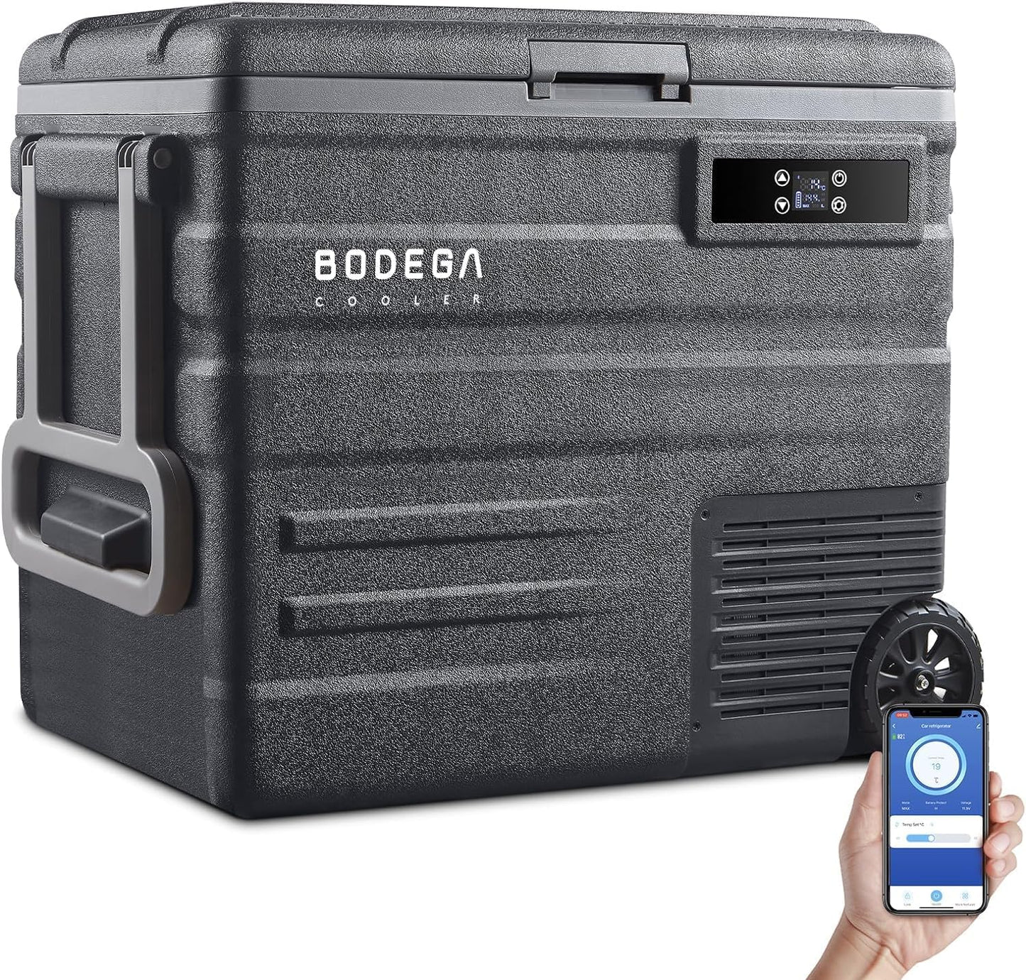 BODEGACOOLER 12 Volt Car Refrigerator,68Quart(65L) Camping Fridge,RV Portable Freezer Single Zone,with APP Control,-4℉-68℉ Car Cooler,12/24V DC and 100-240V AC,for Travel,Truck,Outdoor,Vehicles