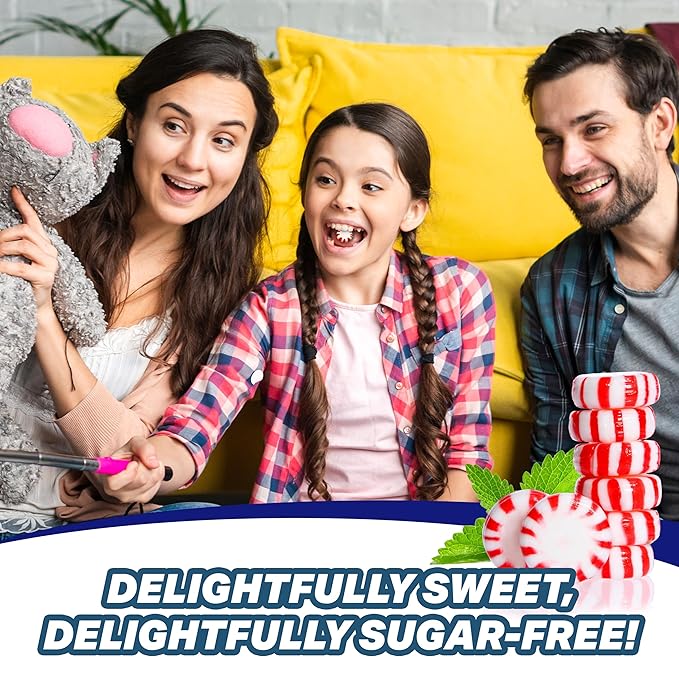 Arcor Starlight Peppermint Sugar Free Hard Candy - 2 Pounds Approx 150 - Sugar Free Candy, Peppermint Candy - Bulk Candy Individually Wrapped - Christmas Candy Bulk- Ideal for Holiday Season