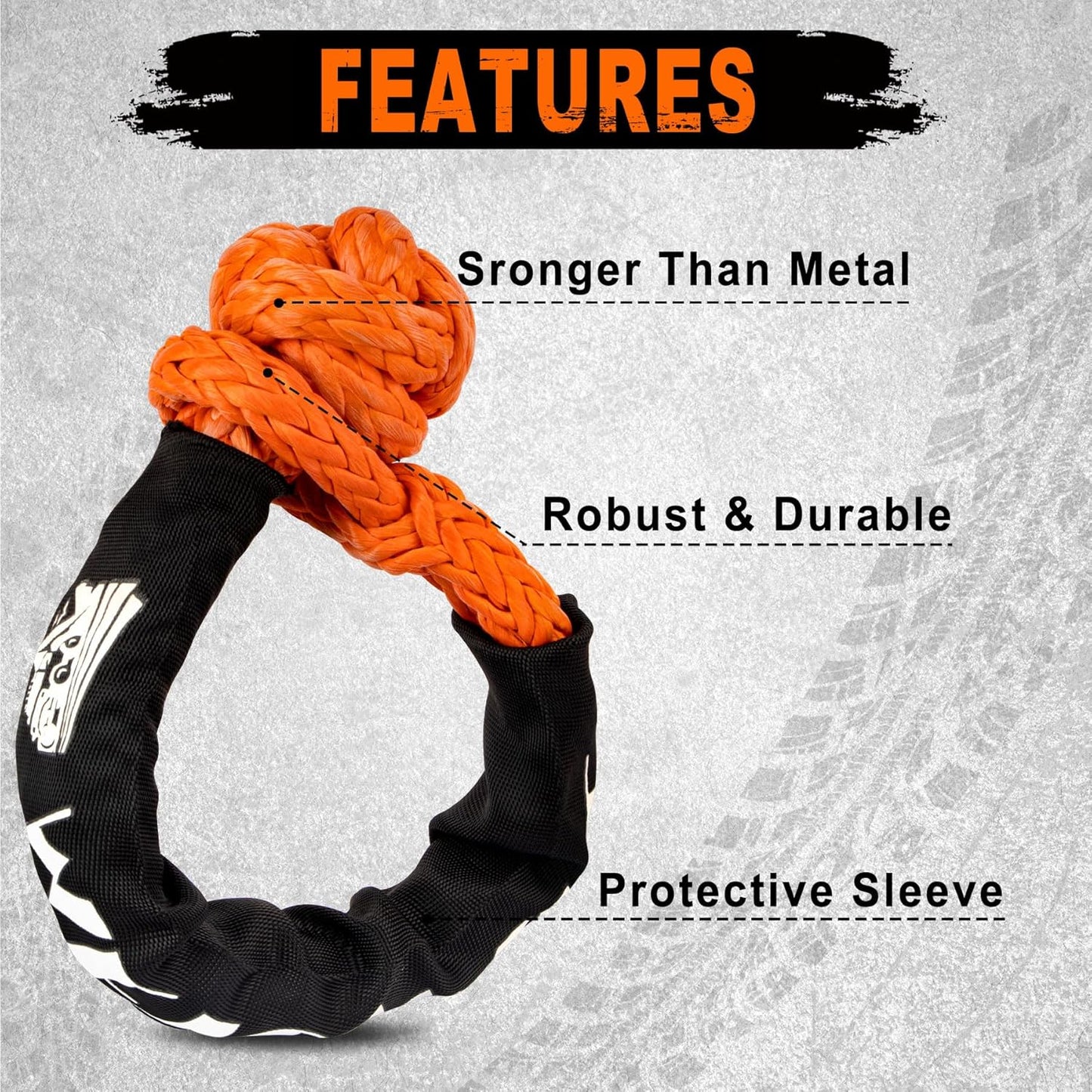 METOWARE Kinetic Recovery Rope (1’’ x 30ft) 35,000 LBS Offroad Tow Kit with 1/2inch x 22 Inch Soft Shackles, Heavy Duty Towing Rope Kit for UTV, ATV, Truck, Car