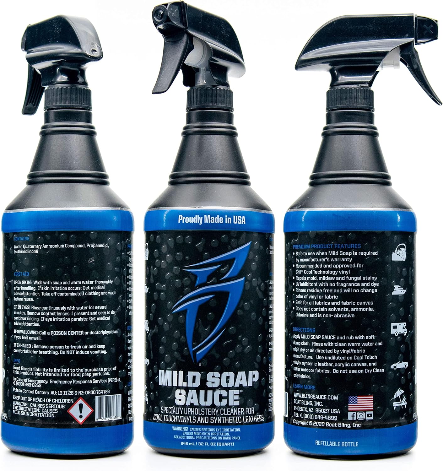 Boat Bling Mild Soap Sauce Premium Upholstery Cleaner, for Boats, RVs, Powersport Vehicles and More, 32 oz