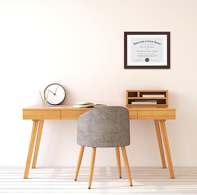 Americanflat 11x14 Diploma Frame in Mahogany - Displays 8.5x11 With Mat and 11x14 Without Mat - Composite Wood with Shatter Resistant Glass - Horizontal and Vertical Formats for Wall