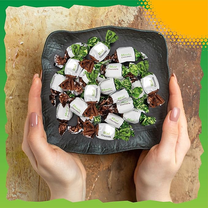 Arcor Chocolate Filled Mints Candy | 2 Pound Bag | Individually Wrapped Chocolate Mint Hard Candy | Old Fashioned Refreshing Treat with Creamy Filling | About 165 Pieces