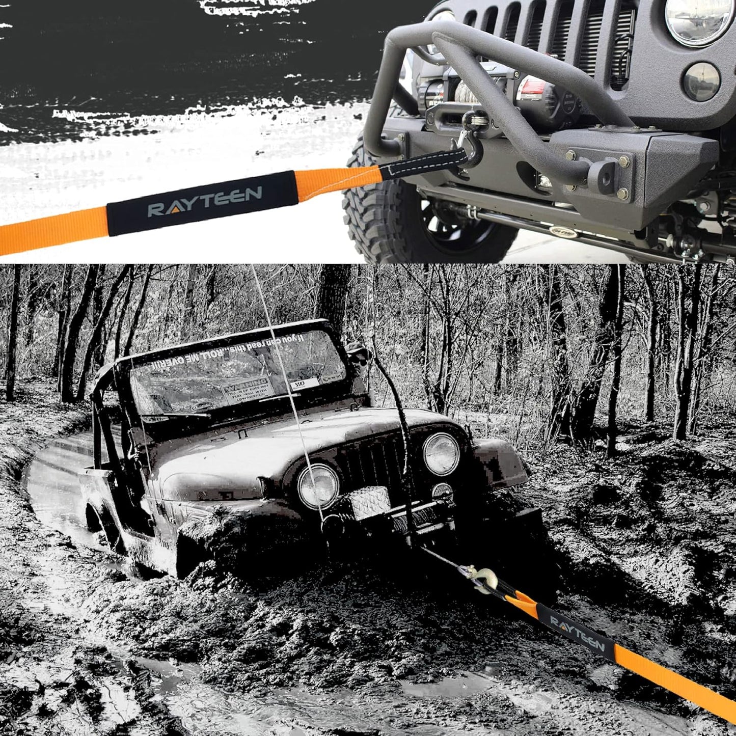 Genuine 11,000lb Xtreme Heavy Duty Winch Extension Strap | 33ft x 2in Vehicle Tow Strap with Reflective Sleeve & Reinforced Loops | Suits for 4x4 Offroad UTV ATV Trucks Boats