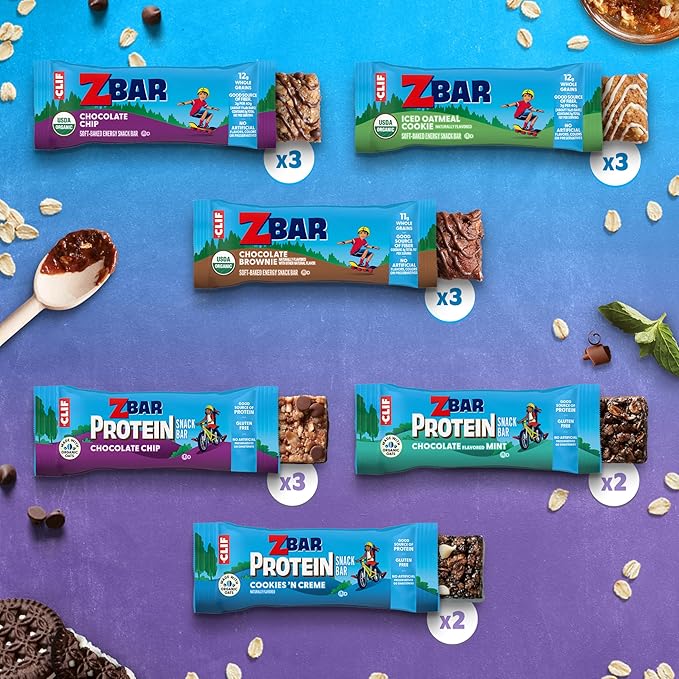 Zbar and Zbar Protein - Variety Pack - Made with Organic Oats - Non-GMO - Soft-Baked Energy Snack Bars and Crispy Protein Bars, School Snacks (16 Pack)