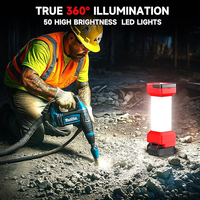 2900LM Cordless LED Work Light for Milwaukee M18 18VBattery,Camping Light with Type-C20W Fast Charging for Hiking, Workshop &Emergency,with Low-Voltage Protection (Battery Not Included)