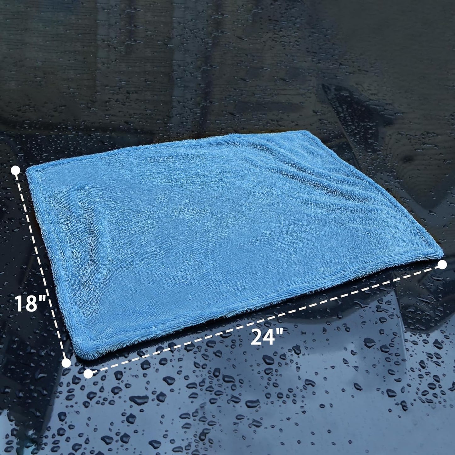 LIVOS Car Drying Towel, Premium Microfiber Towels for Cars, 1000GSM, Edgeless Twisted Loop Design, No Streaks, Scratches, or Water Spot, Absorbent Wash Towel, 18" x 24" (Blue&Grey)