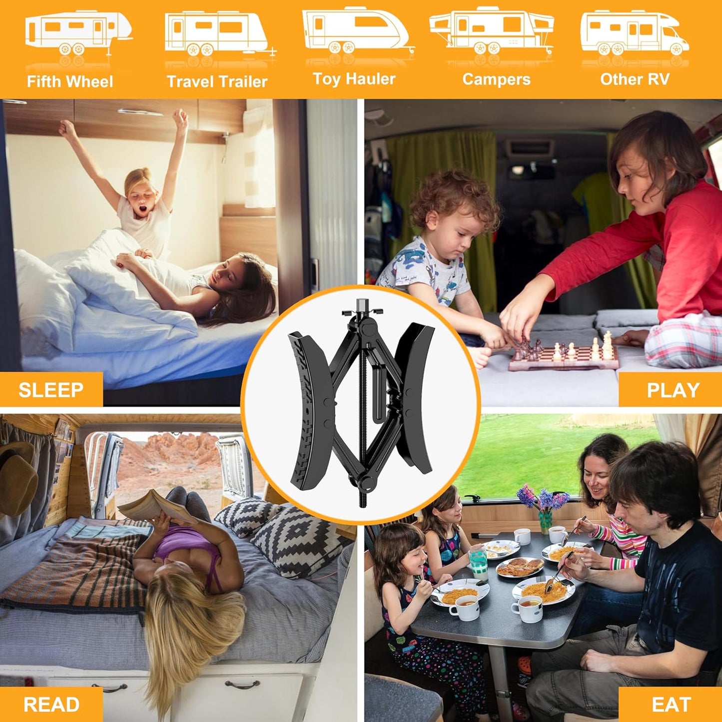 Camper Wheel Chock Stabilizer 2 Sets, Upgraded Side Grain Heavy Duty X-Shaped Stabilizer Wheel Chock RV Travel Trailer Accessories Anti-Move Anti Rust Coating Tire Chalks