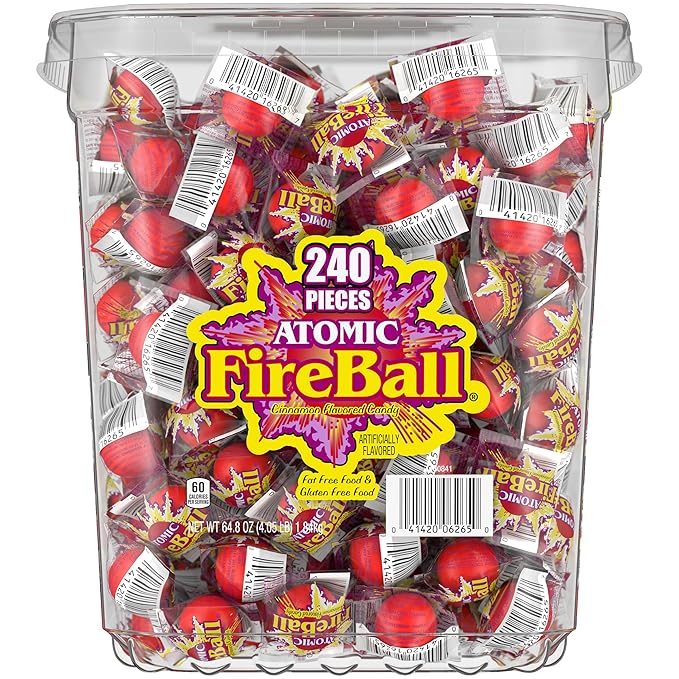 Wonka Atomic Fireball, Candy, Cinnamon Flavor, Individually Wrapped, 7.5 g (240 ct)