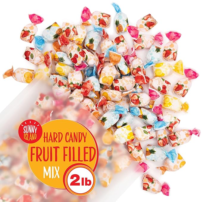Arcor Fruit Filled Hard Candy | 2 Pound Bulk Bag | Assorted Fruit Flavors | Individually Wrapped Bon Bons Candy for Office and Parties | Orange, Cherry, Lemon, Strawberry, Pineapple