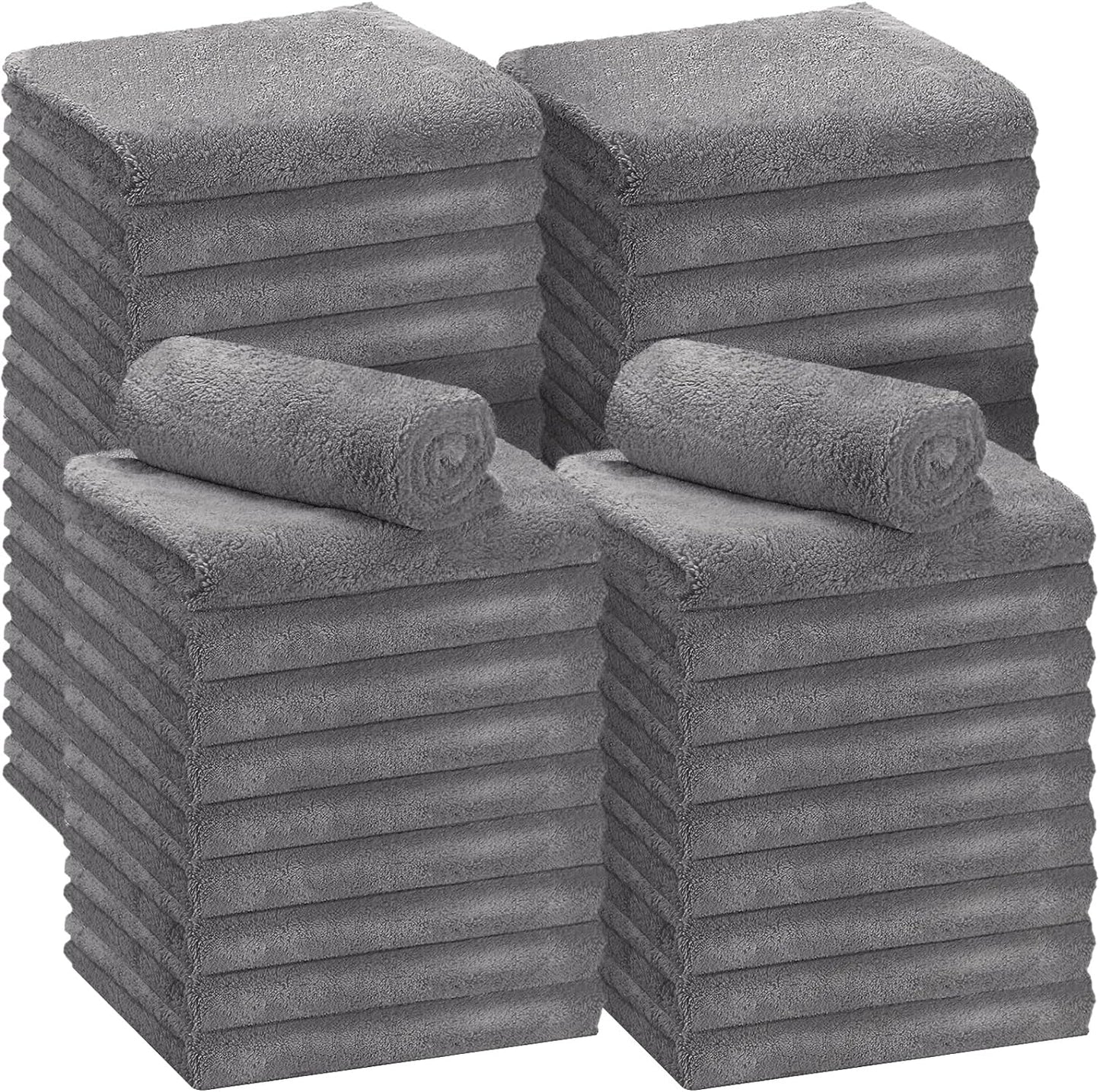 Shimeyao 30 Pcs Edgeless Microfiber Plush Towels for Cars Detailing Drying Wash Polishing Absorbent Cleaning Cloths, 500 GSM, 16 x 16 Inch(Gray)