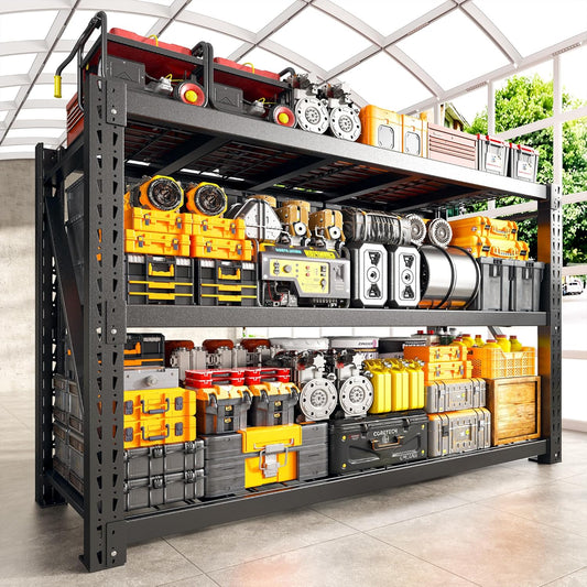 Bepatio 8250LBS Garage Shelving Heavy Duty Storage Shelves Industrial Metal Shelving Adjustable 3-Tier Shelves for Garage, Warehouse Basement 24" D × 60" W × 66" H