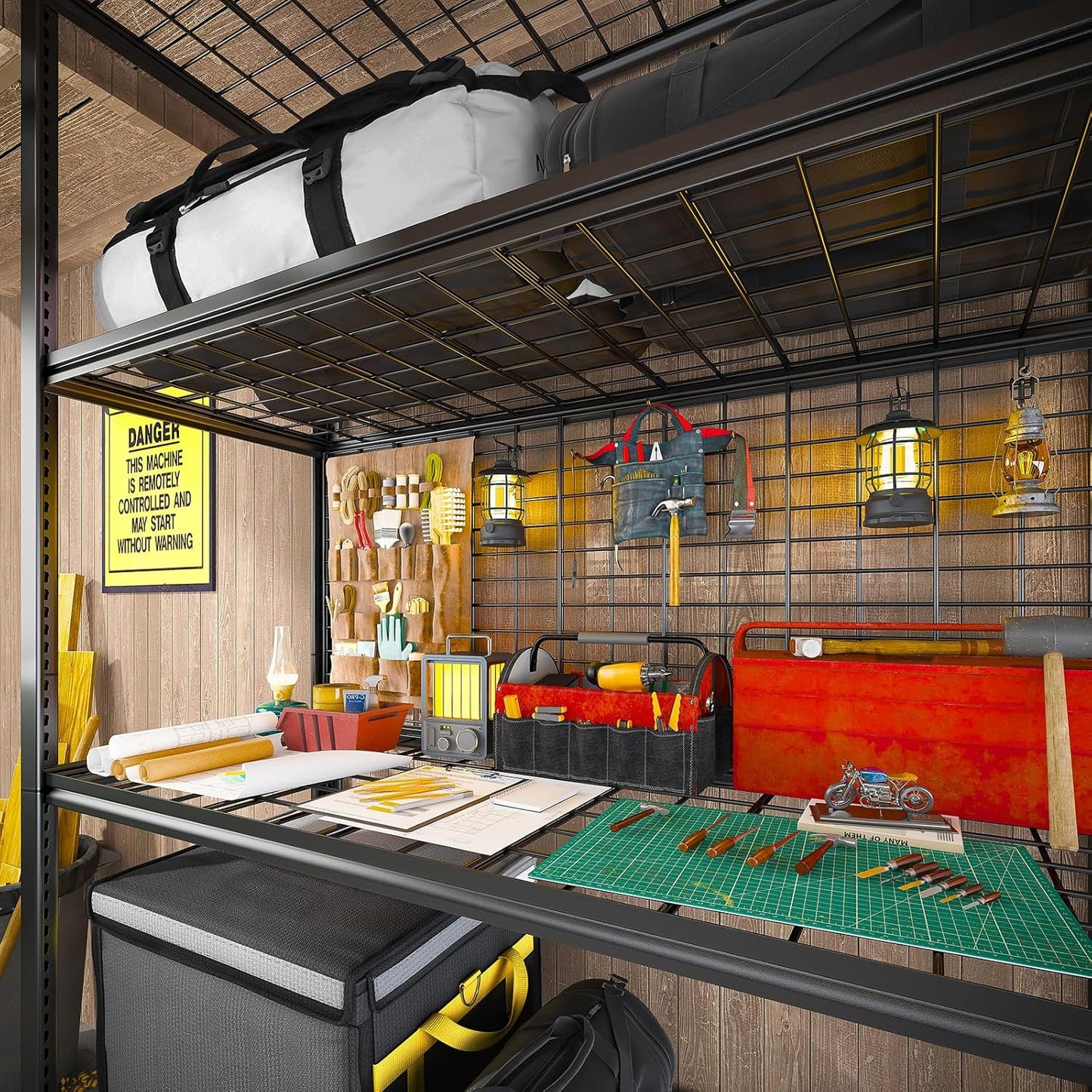 REIBII 84" H Garage Shelving, 6-Tier Storage Shelves Heavy Duty Loads 3500LBS, 48" W Adjustable Garage Shelves, Metal Shelving for Basement, Warehouse, 84" H x 48" W x 20" D, 4PC