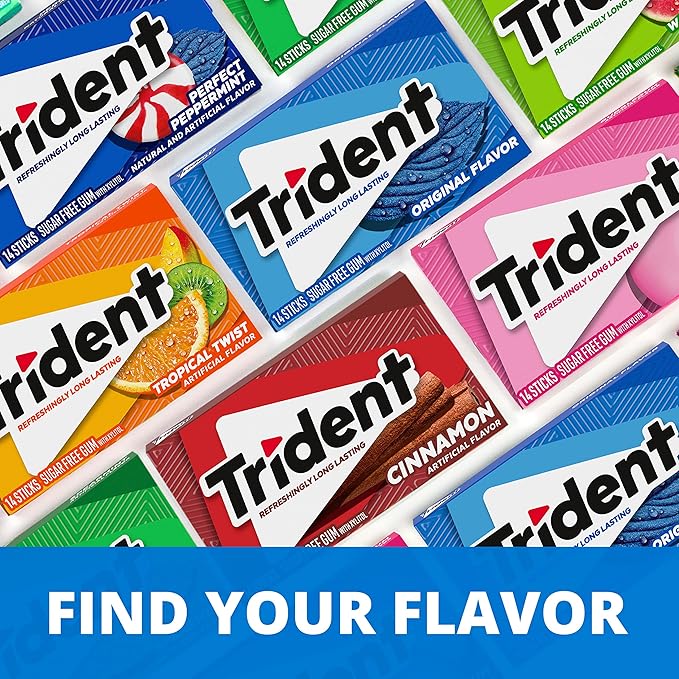Trident Sugar-Free Chewing Gum Variety Pack Candy, Assorted Flavors, 21 Packs of 14 Pieces (294 Total Pieces)