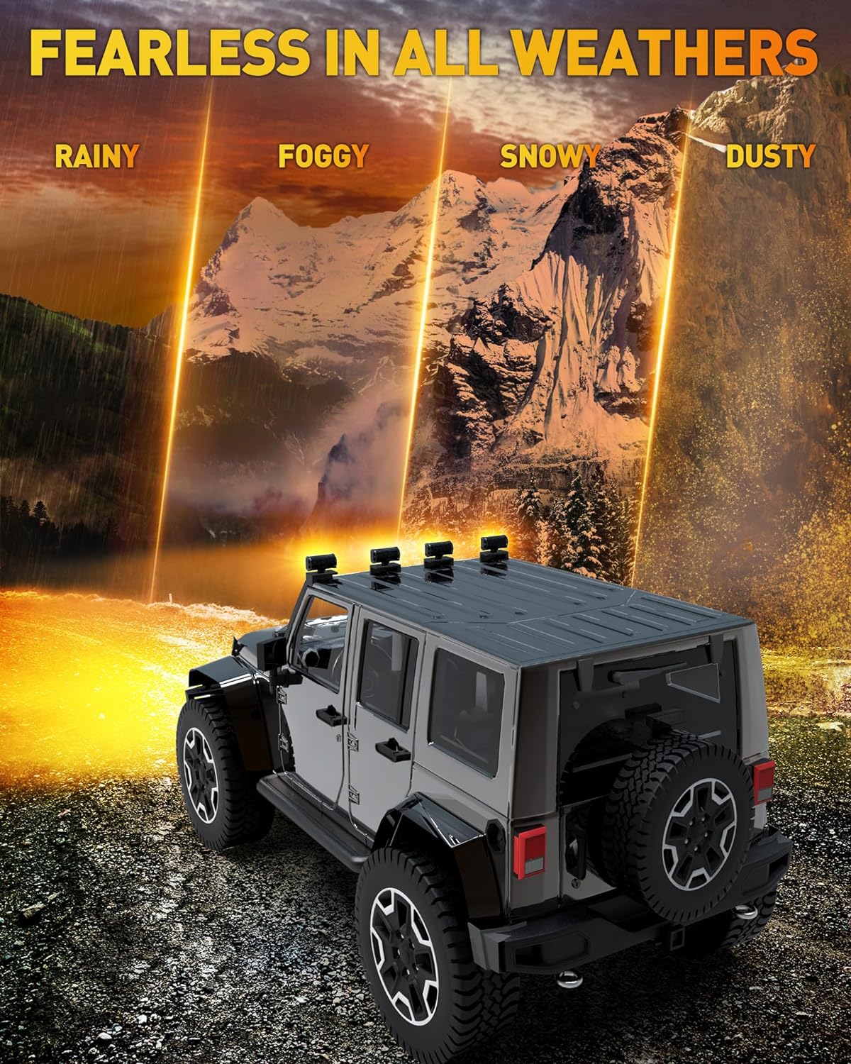 NAOEVO 7 Inch Amber LED Light Bar, 240W 24,000LM Offroad Fog/Driving Lights LED Pods with 2 Leads Wiring Harness Kit, Spot & Flood Work for Truck Boat UTV ATV, 2-Pack (Amber)