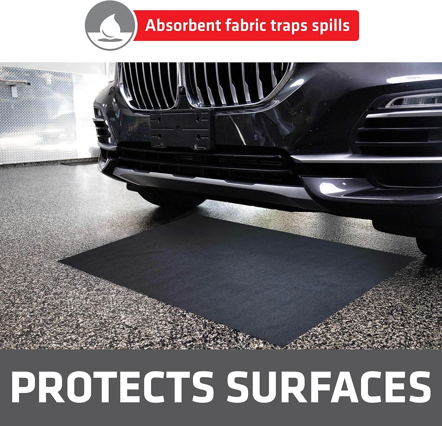 Drymate XL Oil Spill Mat (36" x 59"), Premium Absorbent Oil Pad, Reusable, Washable, Durable, Waterproof Backing Contains Liquids, Protects Garage Floor Surface (USA Made)