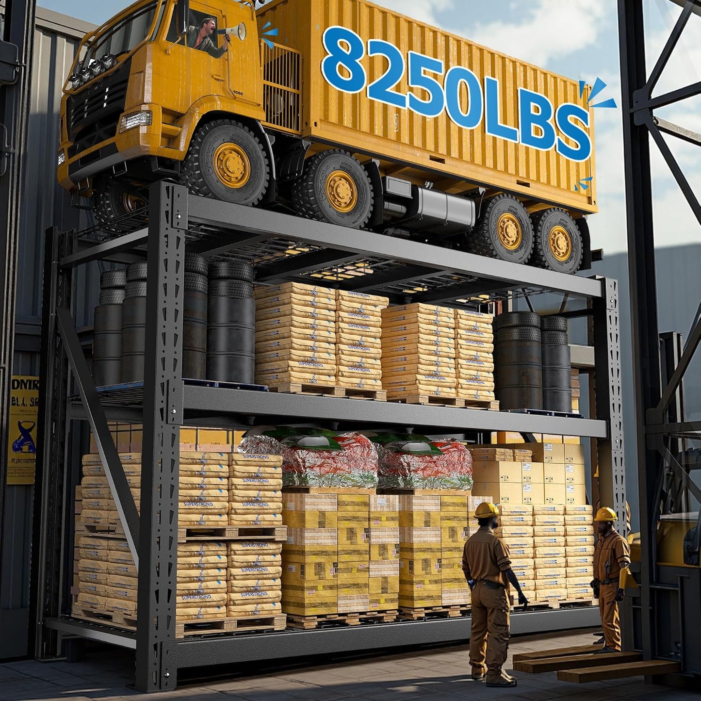 Bepatio 8250LBS Garage Shelving Heavy Duty Storage Shelves Industrial Metal Shelving Adjustable 3-Tier Shelves for Garage, Warehouse Basement Storage Room 24" D × 60" W × 66" H