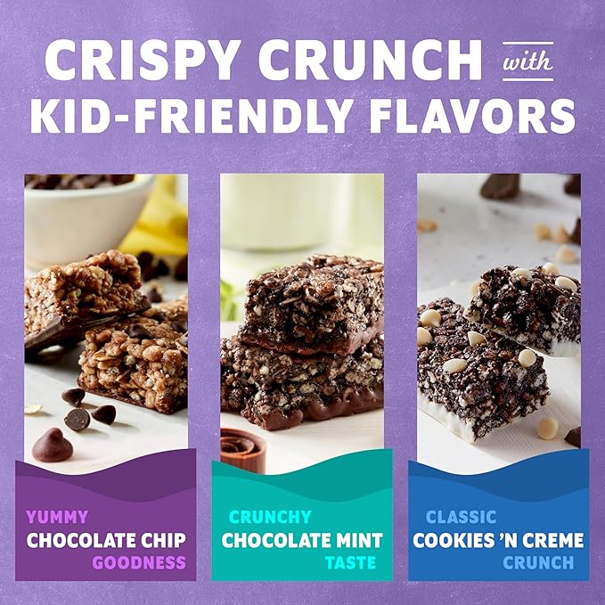 Zbar Protein - Chocolate Chip, Chocolate Mint, Cookies 'n Creme - Variety Pack - Crispy Snack Bars - Made with Organic Oats - Non-GMO - 5g Protein - Gluten Free Protein Bars, School Snacks (18 Pack)