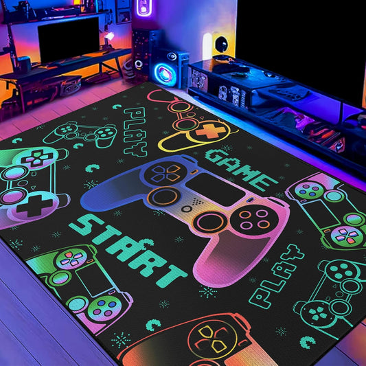 Play Gaming Rug for Bedroom Gamer Mat Gamepad for Boys Room 2x3 for Playroom Decor Washable