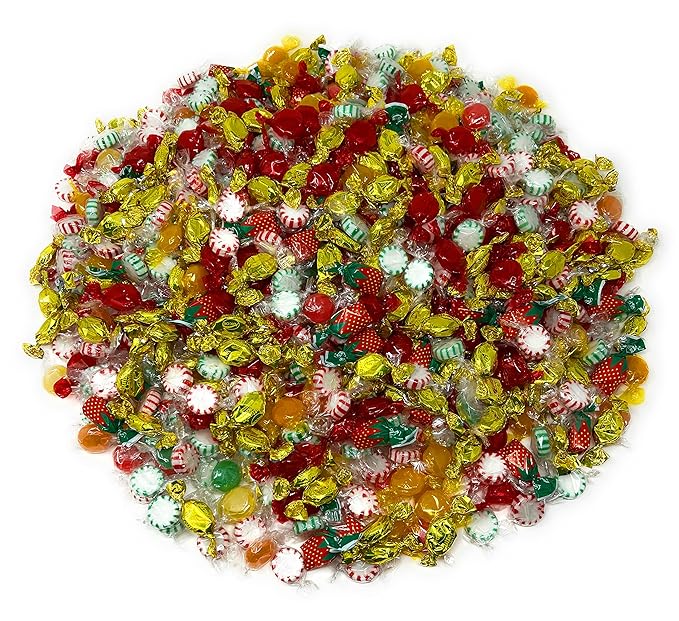 American Old Fashioned Hard Candy - 10 lbs - Peppermint and Spearmint Starlights, Cinnamon Disks, Butterscotch, Strawberry Jelly Filled Candy and Fruity Hard Candy - Bulk Holiday Classics Assortment- Individually Wrapped, 160 oz.