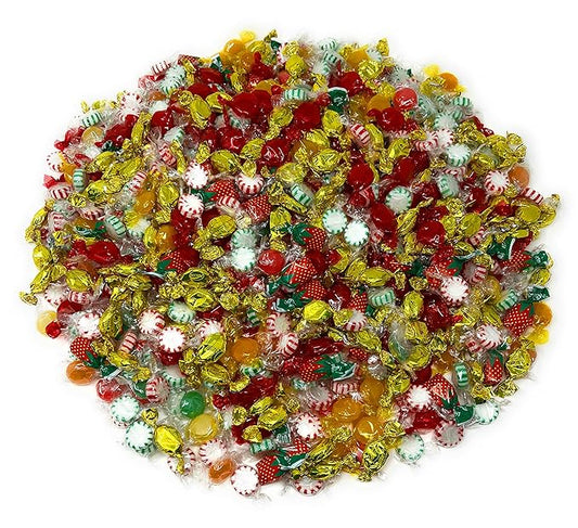 American Old Fashioned Hard Candy - 10 lbs - Peppermint and Spearmint Starlights, Cinnamon Disks, Butterscotch, Strawberry Jelly Filled Candy and Fruity Hard Candy - Bulk Holiday Classics Assortment- Individually Wrapped, 160 oz.