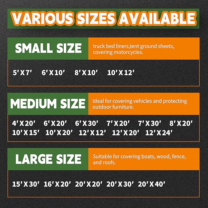 RAINDEWAY 10x12 Feet Heavy Duty Tarp,12 Mil Tan Waterproof Poly Tarp Cover,UV Resistant,Weatherproof,Durable,Multipurpose Tarps with Grommets and Reinforced Edges
