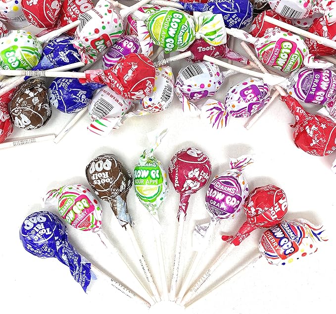 Assorted Charms Blow Pops & Tootsie Pops Bulk Candy 10 Flavor Lollipops Suckers Variety Value Pack 4 Lb (64 Oz)